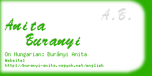 anita buranyi business card